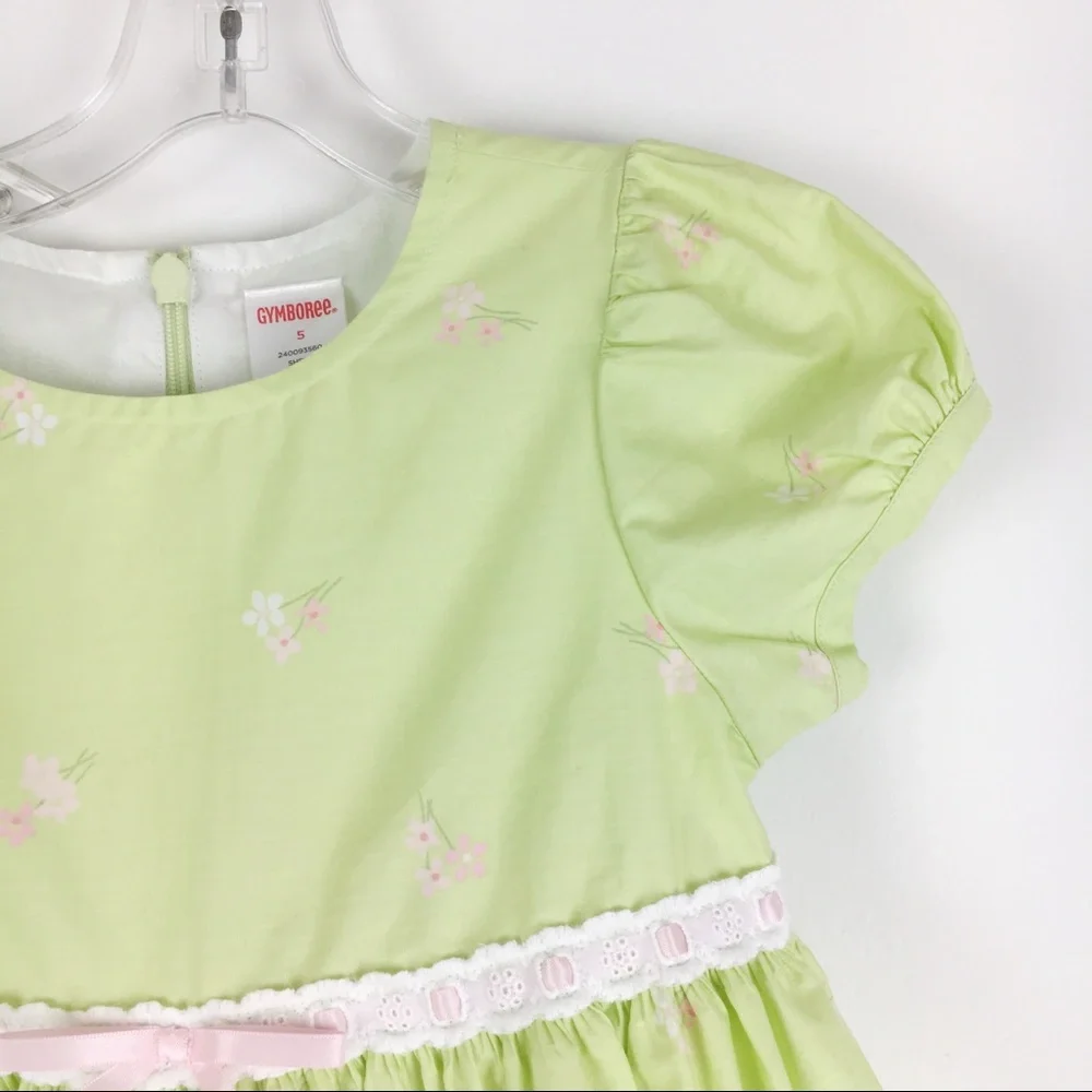 NWT Girls Size 5 Gymboree Green Pink Floral Party‎ Holiday Easter Church Dress